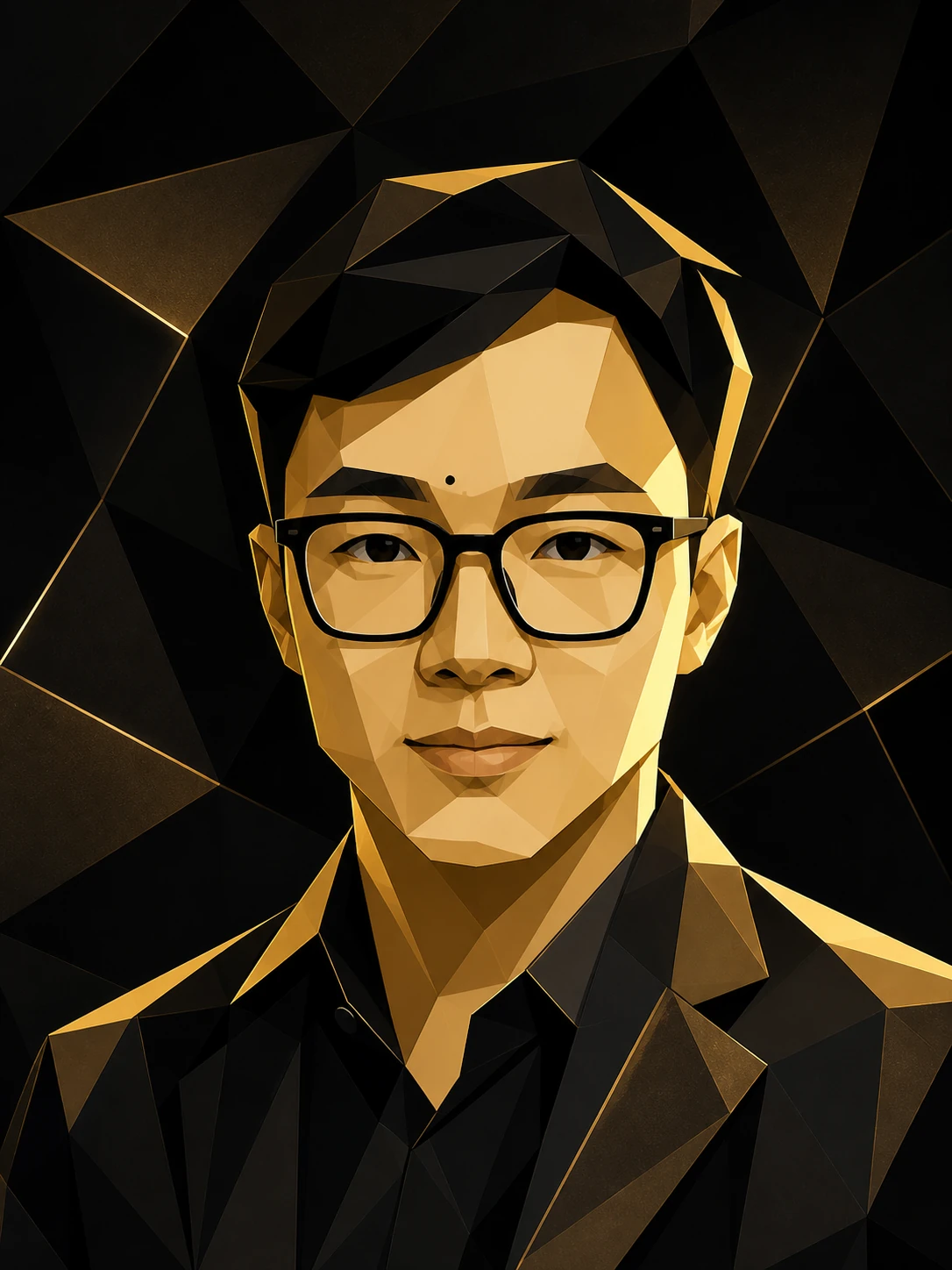 Ryan 黑金几何多面体肖像